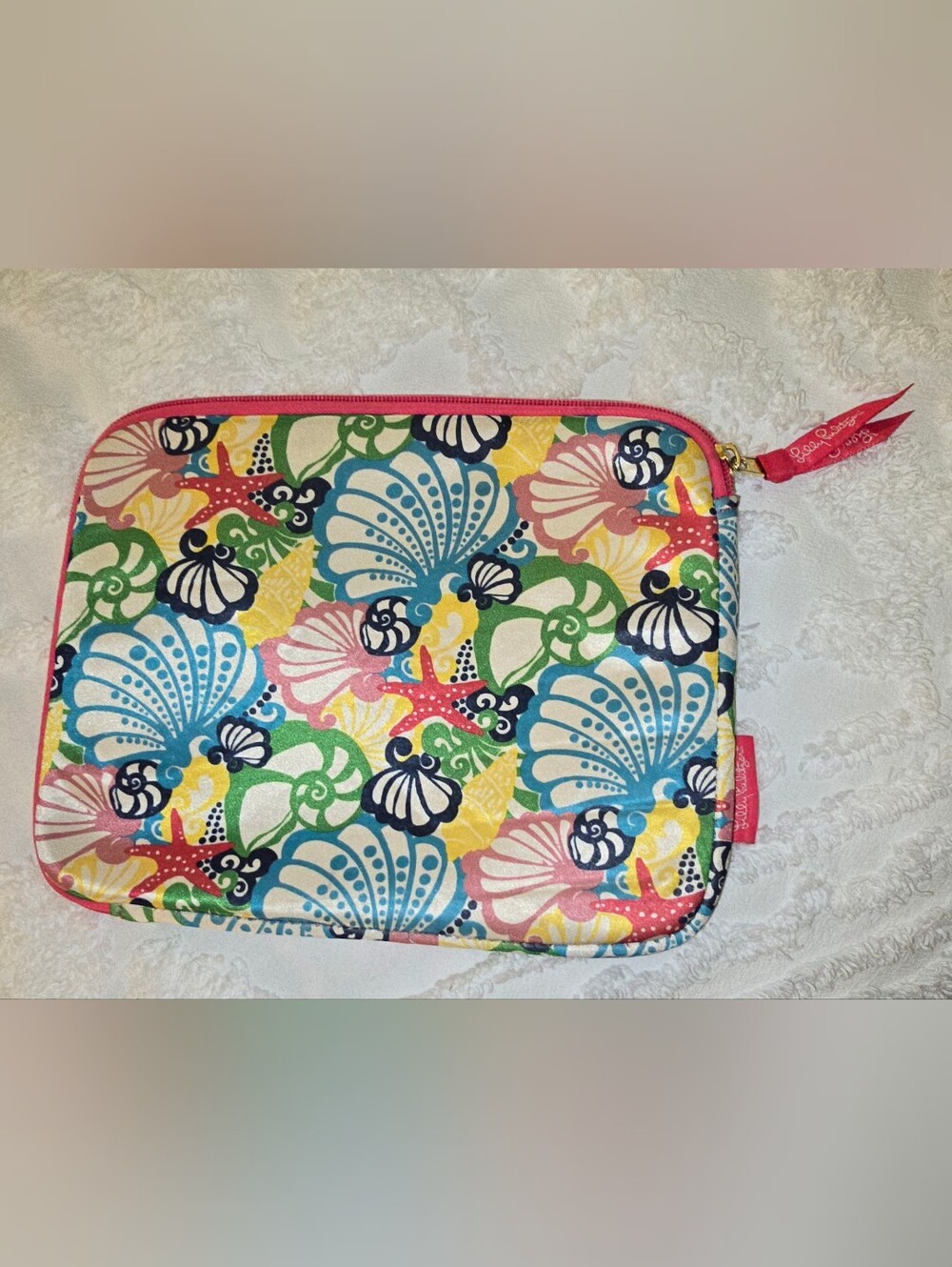 Lily Pulitzer Multicolor Seashells Tablet/ IPAD/ Notebook with Pink Trim